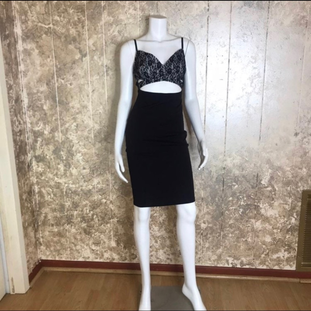Black Lace Cut Out Dress